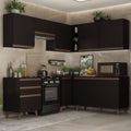 Armário de Cozinha Completa de Canto 392cm Preto Reims Madesa 01
