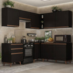 Armário de Cozinha Completa de Canto 392cm Preto Reims Madesa 01