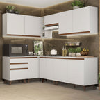 Armário de Cozinha Completa de Canto 392cm Branco Reims Madesa 02