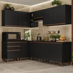 Armário de Cozinha Completa de Canto 392cm Preto Reims Madesa 02