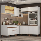 Armário de Cozinha Completa de Canto 402cm Branco Reims Madesa 01