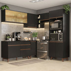 Armário de Cozinha Completa de Canto 402cm Preto Reims Madesa 02