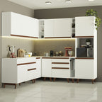Armário de Cozinha Completa de Canto 437cm Branco Reims Madesa 01