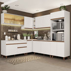 Armário de Cozinha Completa de Canto 452cm Branco Reims Madesa 01