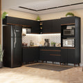 Armário de Cozinha Completa de Canto 472cm Preto Reims Madesa 01