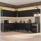 Armário de Cozinha Completa de Canto 512cm Preto Reims Madesa 01