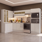 Armário de Cozinha Completa de Canto 100% MDF 447 cm Branco Smart Madesa 03