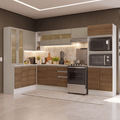 Armário de Cozinha Completa de Canto 100% MDF 447 cm Branco/Rustic/Crema Smart Madesa 03