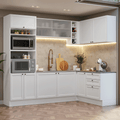 Armário de Cozinha Completa de Canto 399 cm Branco Vik Madesa 01