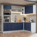 Armário de Cozinha Completa de Canto 399 cm Branco/Azul Vik Madesa 01