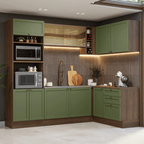 Armário de Cozinha Completa de Canto 399 cm Rustic/Verde Vik Madesa 02