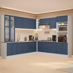 Armário de Cozinha Completa de Canto 549 cm Branco/Azul Vik Madesa 01