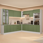 Armário de Cozinha Completa de Canto 549 cm Branco/Verde Vik Madesa 01