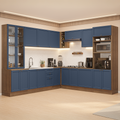 Armário de Cozinha Completa de Canto 549 cm Rustic/Azul Vik Madesa 01