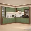 Armário de Cozinha Completa de Canto 549 cm Rustic/Verde Vik Madesa 01