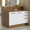 Ilha de Cozinha com Bancada e Balcão 120 cm Rustic/Branco Agata Madesa