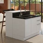 Ilha de Cozinha com Bancada e Balcão 120 cm Branco Stella Madesa