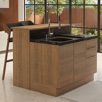 Ilha de Cozinha com Bancada e Balcão 120 cm Rustic Stella Madesa