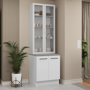 Kit Balcão + Cristaleira 70cm Branco Agata Madesa 02