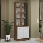 Kit Balcão + Cristaleira 70cm Rustic/Branco Agata Madesa 02