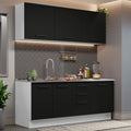 Armário de Cozinha Compacta 180cm Branco Preto Agata Madesa 01