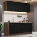 Armário de Cozinha Compacta 180cm Rustic Preto Agata Madesa 01