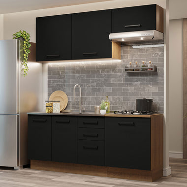 Armário de Cozinha Compacta 180cm Rustic Preto Agata Madesa 03