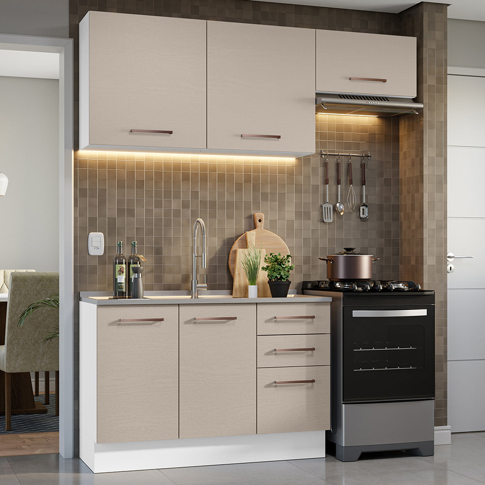 Armário de Cozinha Compacta 180cm Branco/Crema Agata Madesa 09