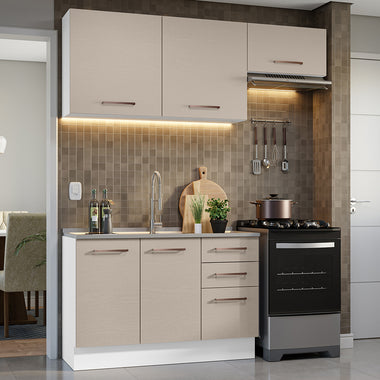 Armário de Cozinha Compacta 180cm Branco/Crema Agata Madesa 09