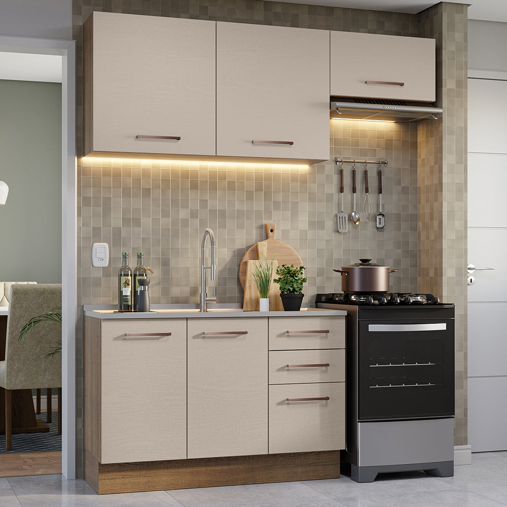 Armário de Cozinha Compacta 180cm Rustic/Crema Agata Madesa 09