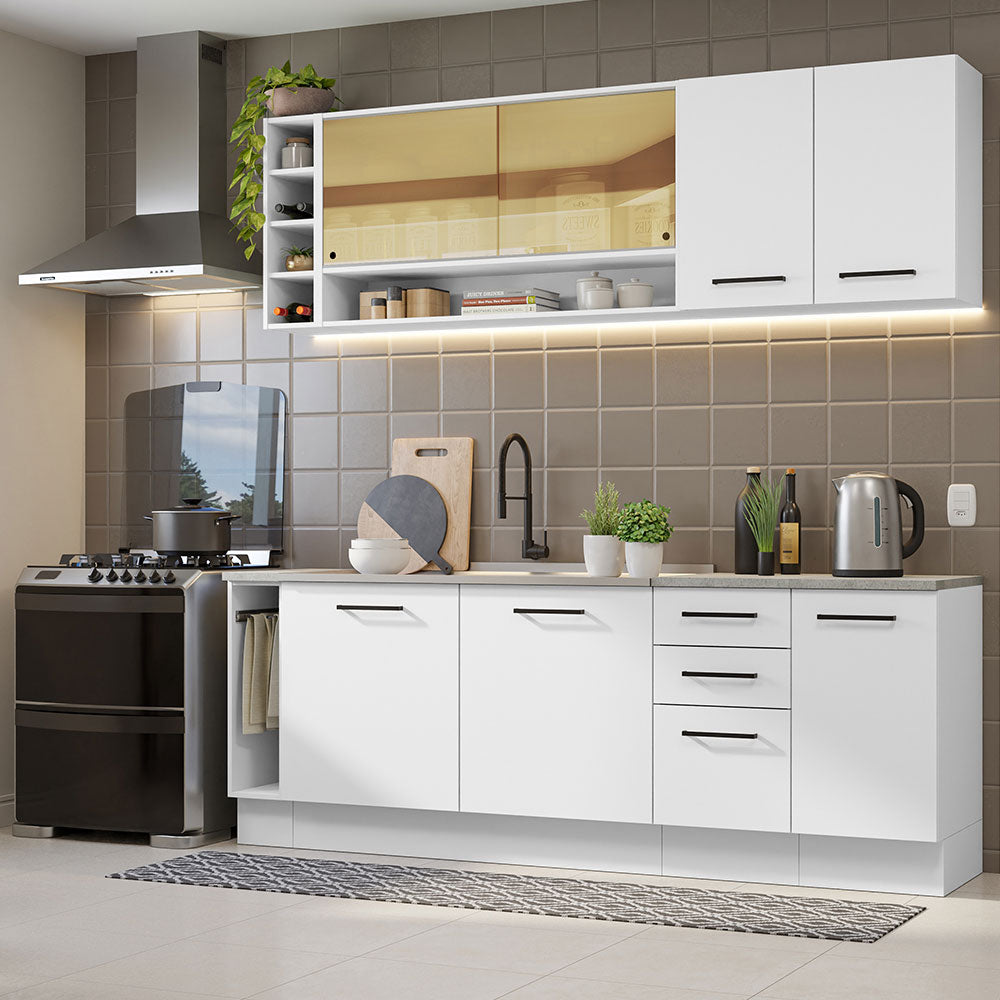 Armário de Cozinha Completa 220cm Branco Agata da Thêmis Madesa