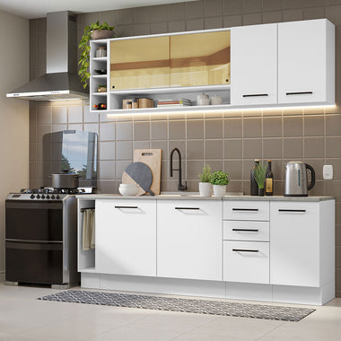 Armário de Cozinha Completa 220cm Branco Agata da Thêmis Madesa