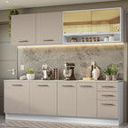 Armário de Cozinha Completa 240cm Branco/Crema 60cm de Profundidade Agata Madesa 01