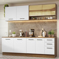 Armário de Cozinha Completa 240cm Rustic/Branco 60cm de Profundidade Agata Madesa 01
