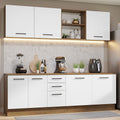 Armário de Cozinha Completa 240cm Rustic/Branco 60cm de Profundidade Agata Madesa 02