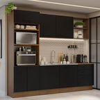 Armário de Cozinha Completa 250cm Rustic/Preto Agata Madesa 01