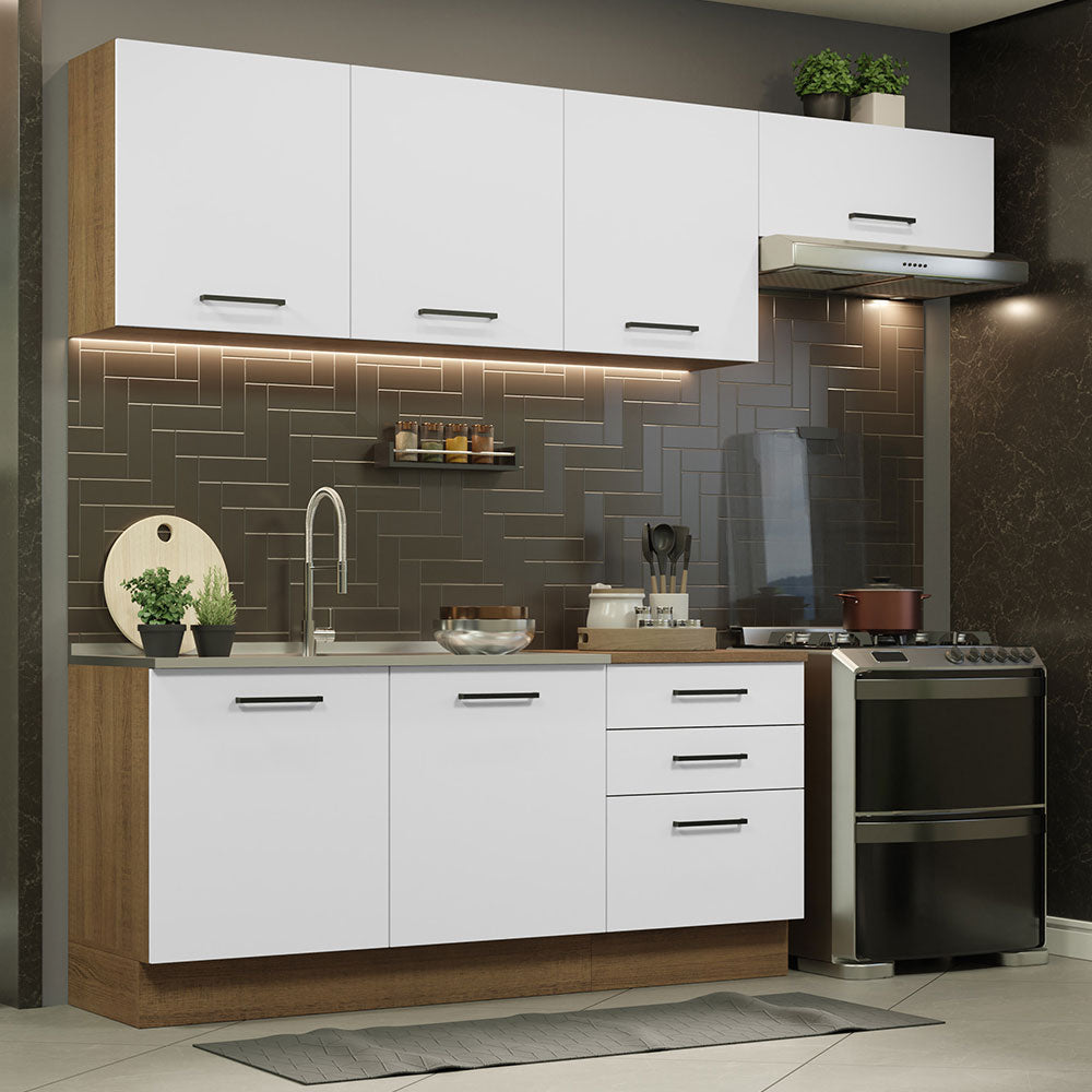 Armário de Cozinha Completa 260cm Rustic Branco Agata Madesa 02