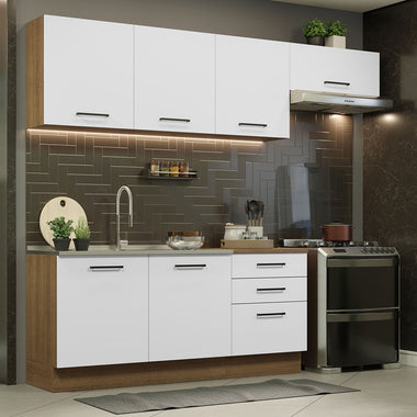 Armário de Cozinha Completa 260cm Rustic Branco Agata Madesa 02