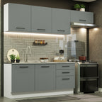 Armário de Cozinha Completa 260cm Branco Cinza Agata Madesa 02