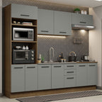 Armário de Cozinha Completa 270cm Rustic/Cinza Agata Madesa 01