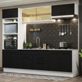 Armário de Cozinha Completa 270cm Branco Preto Agata Madesa 03