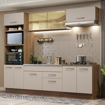 Armário de Cozinha Completa 270cm Rustic/Crema Agata Madesa 03