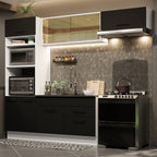 Armário de Cozinha Completa 270cm Branco Preto Agata Madesa 04