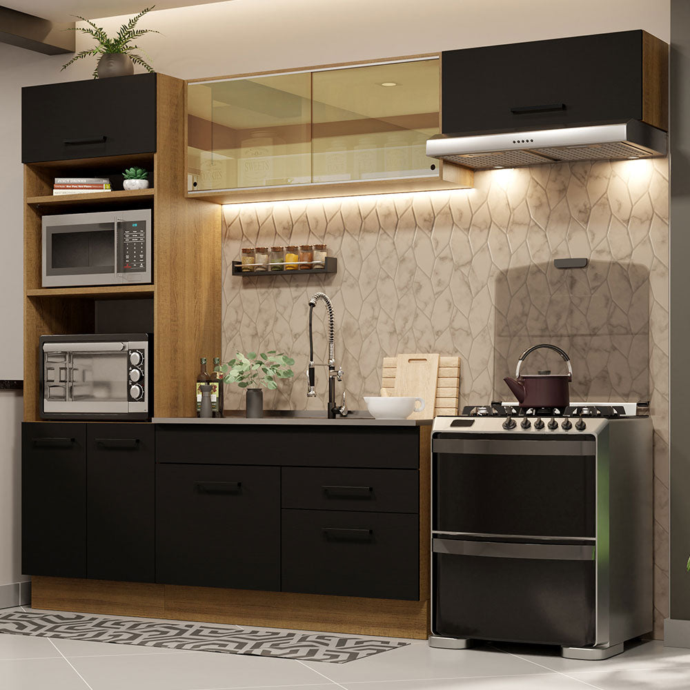 Armário de Cozinha Completa 270cm Rustic Preto Agata Madesa 04