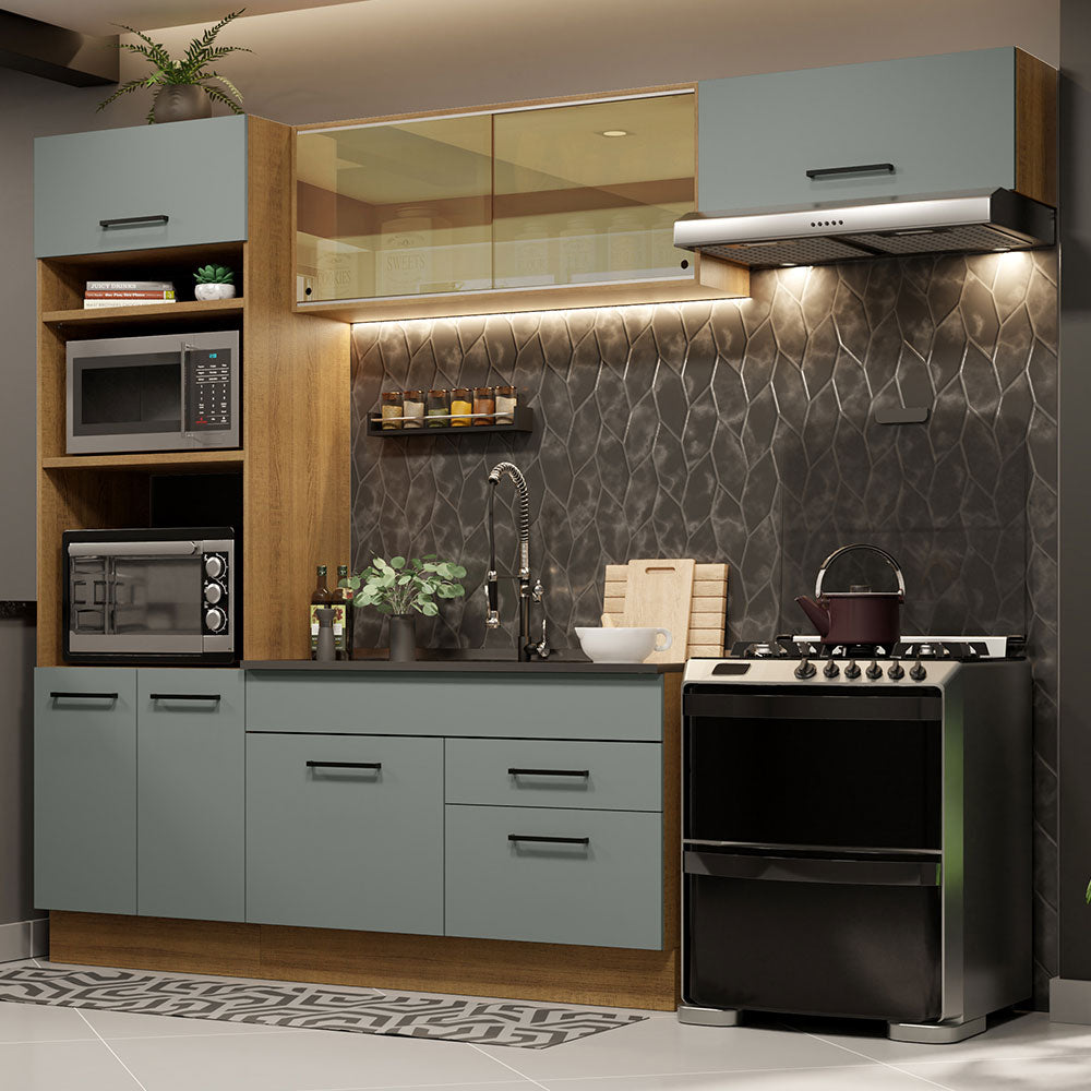 Armário de Cozinha Completa 270cm Rustic Cinza Agata Madesa 04