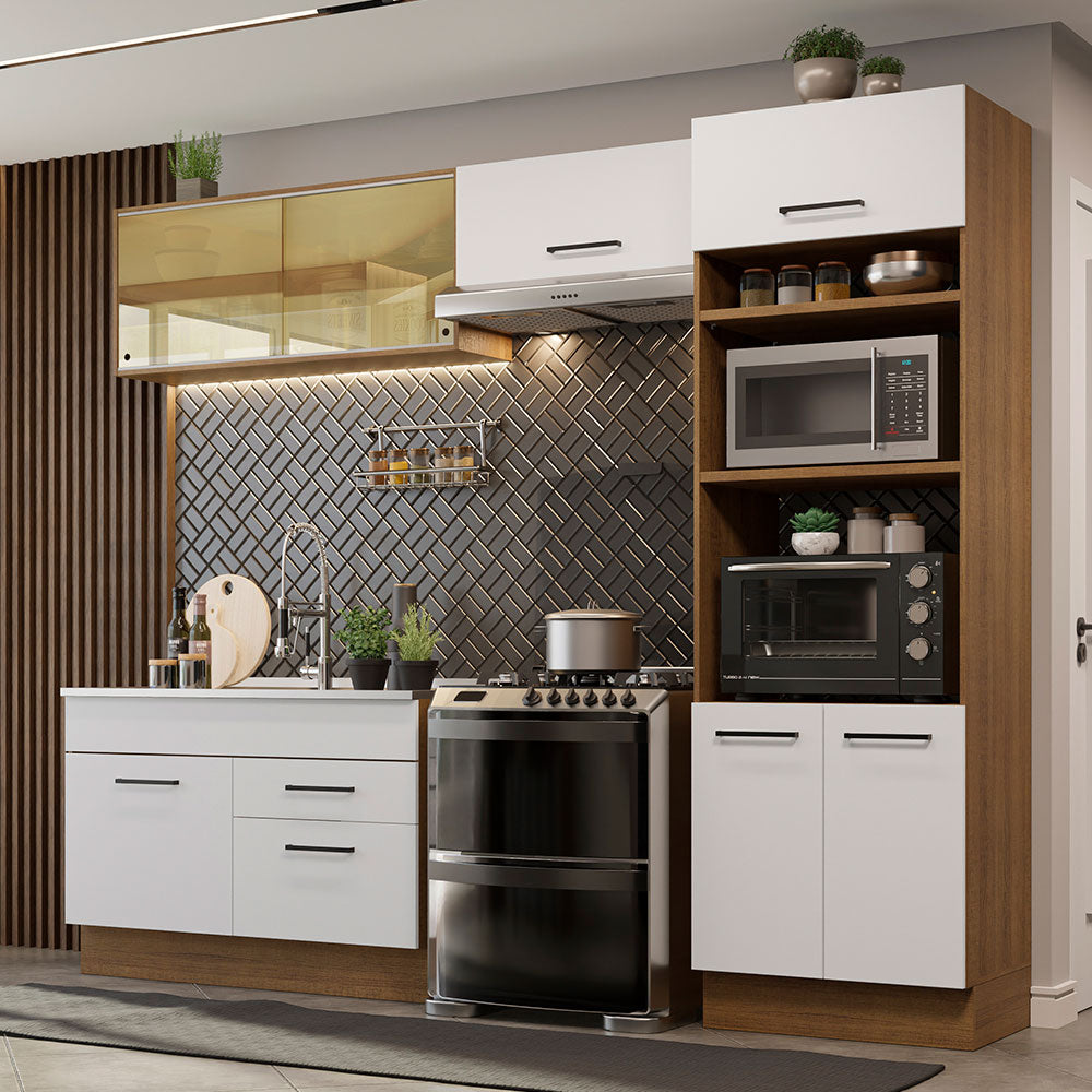 Armário de Cozinha Completa 270cm Rustic/Branco Agata Madesa 05