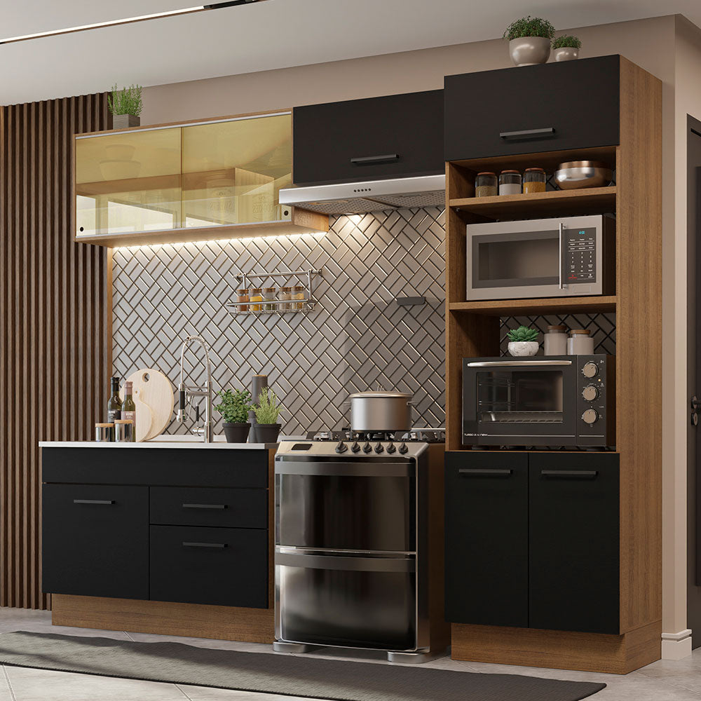 Armário de Cozinha Completa 270cm Rustic/Preto Agata Madesa 05