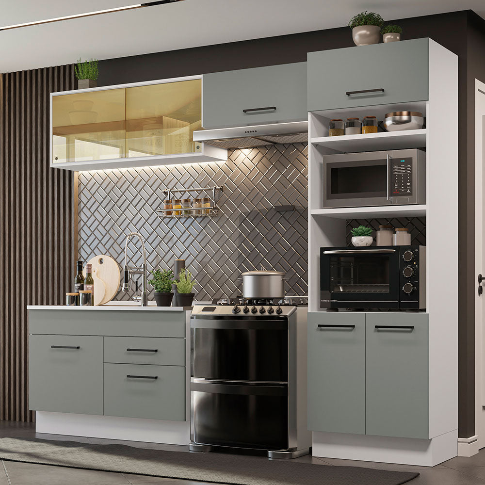 Armário de Cozinha Completa 270cm Branco/Cinza Agata Madesa 05