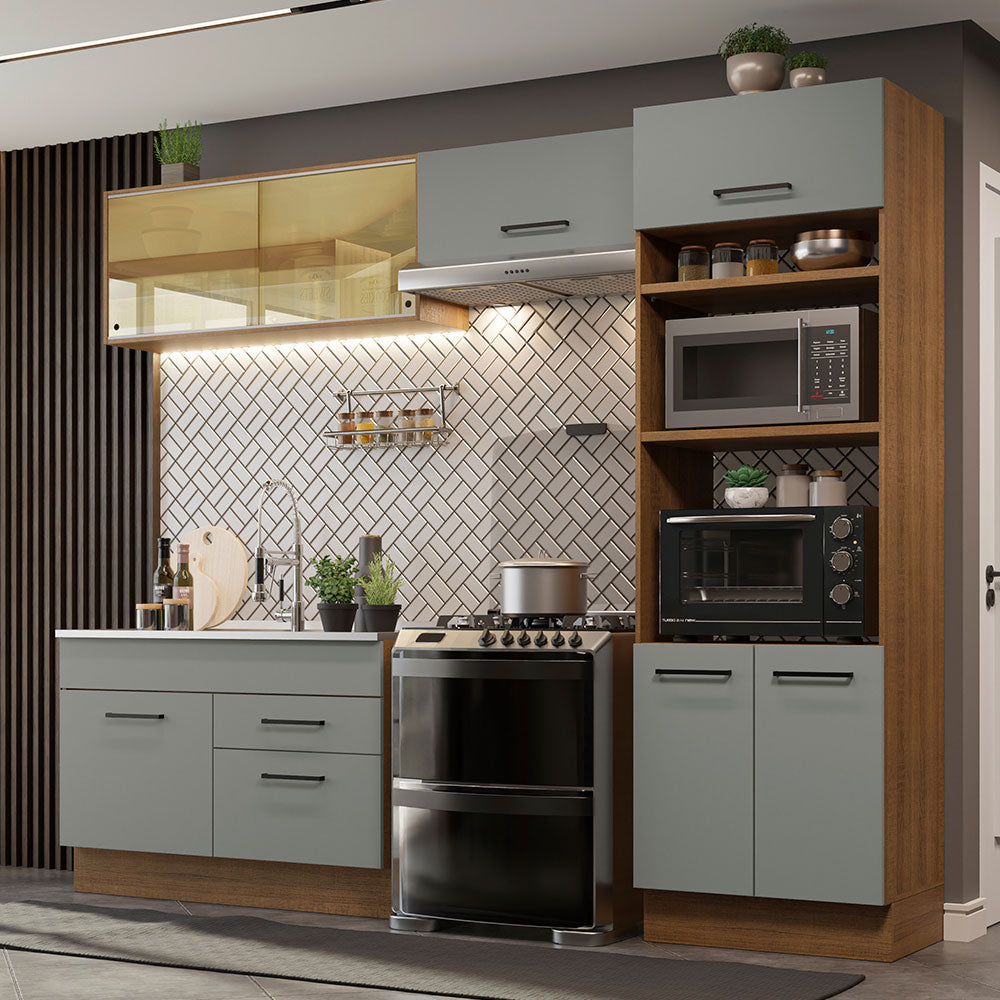 Armário de Cozinha Completa 270cm Rustic/Cinza Agata Madesa 05