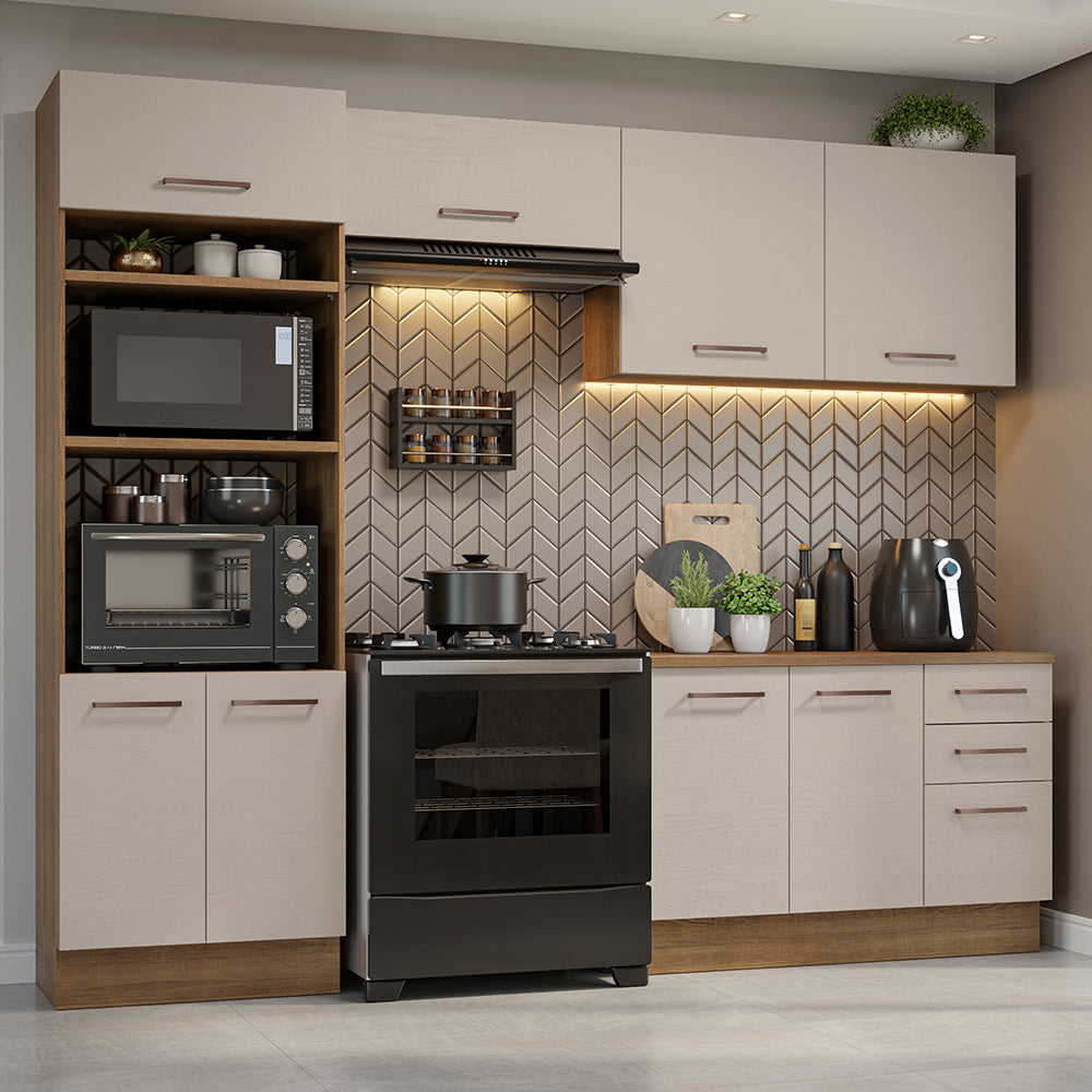 Armário de Cozinha Completa 270cm Rustic/Crema Agata Madesa 07